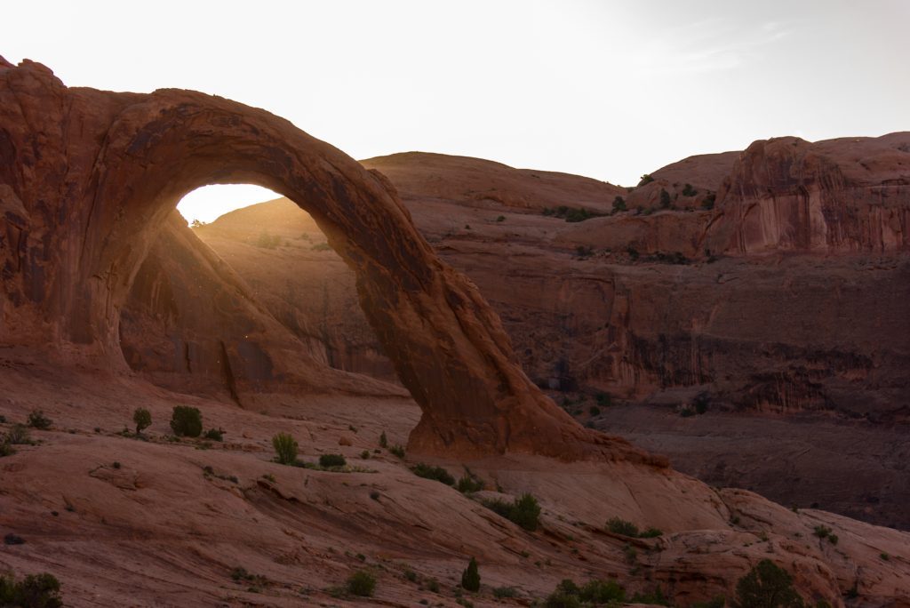 sunset view of the arches in Southern Utah